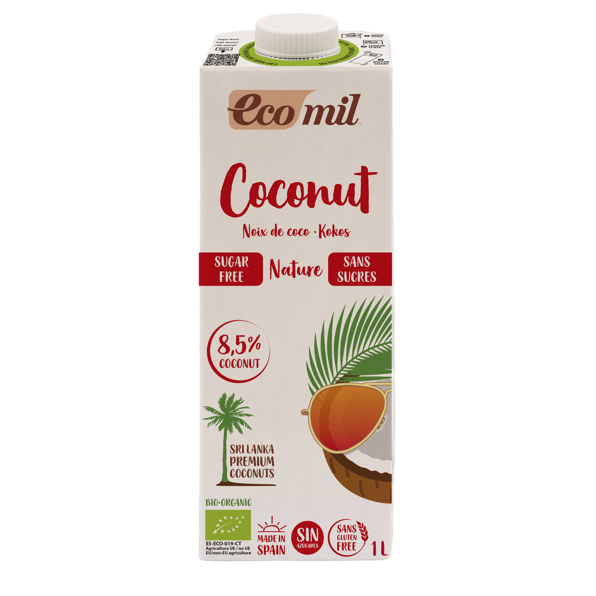 Ecomil Lait de coco sans sucres Bio 1 L
