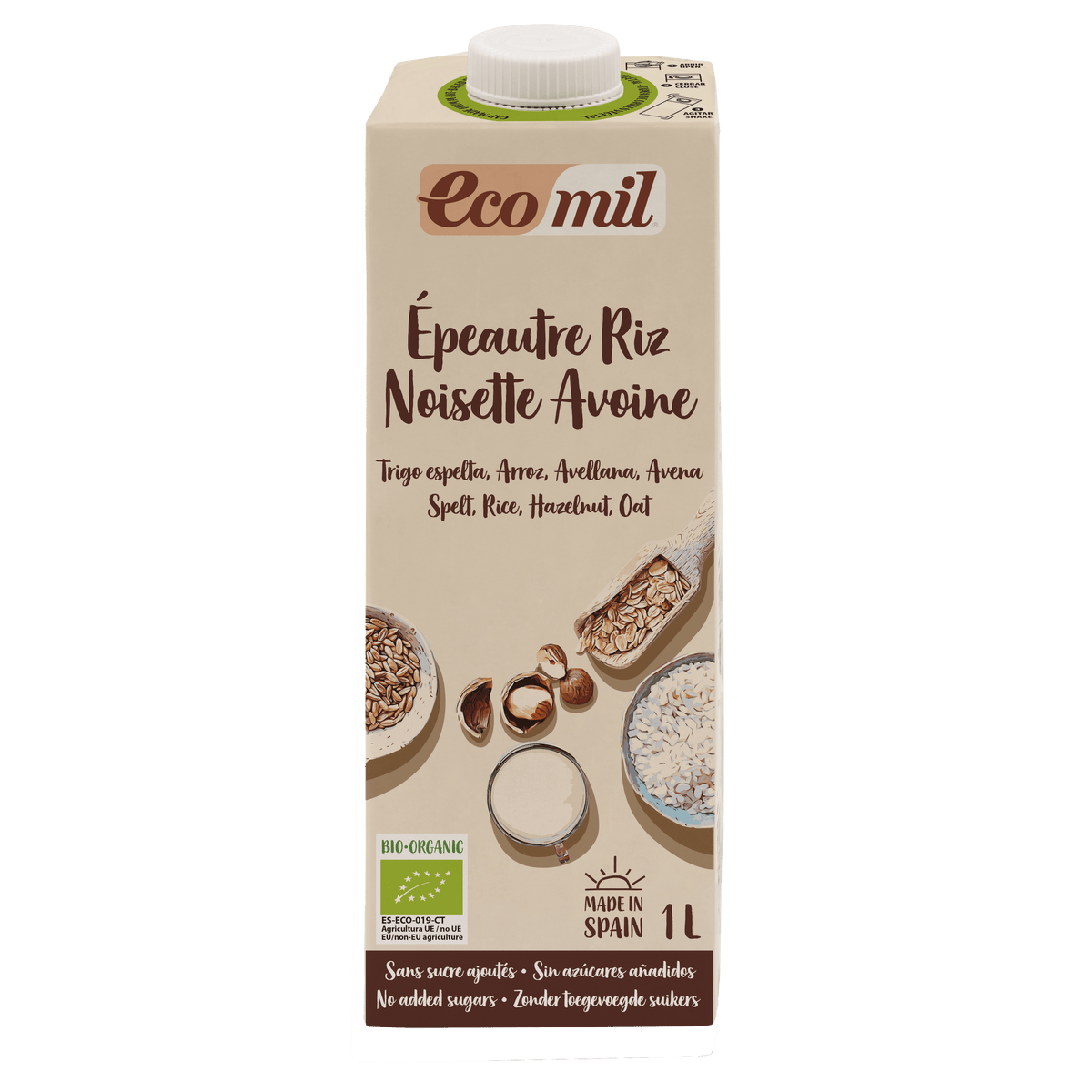 Ecomil Boisson à l’épeautre, riz, noisette et avoine Bio 1 L