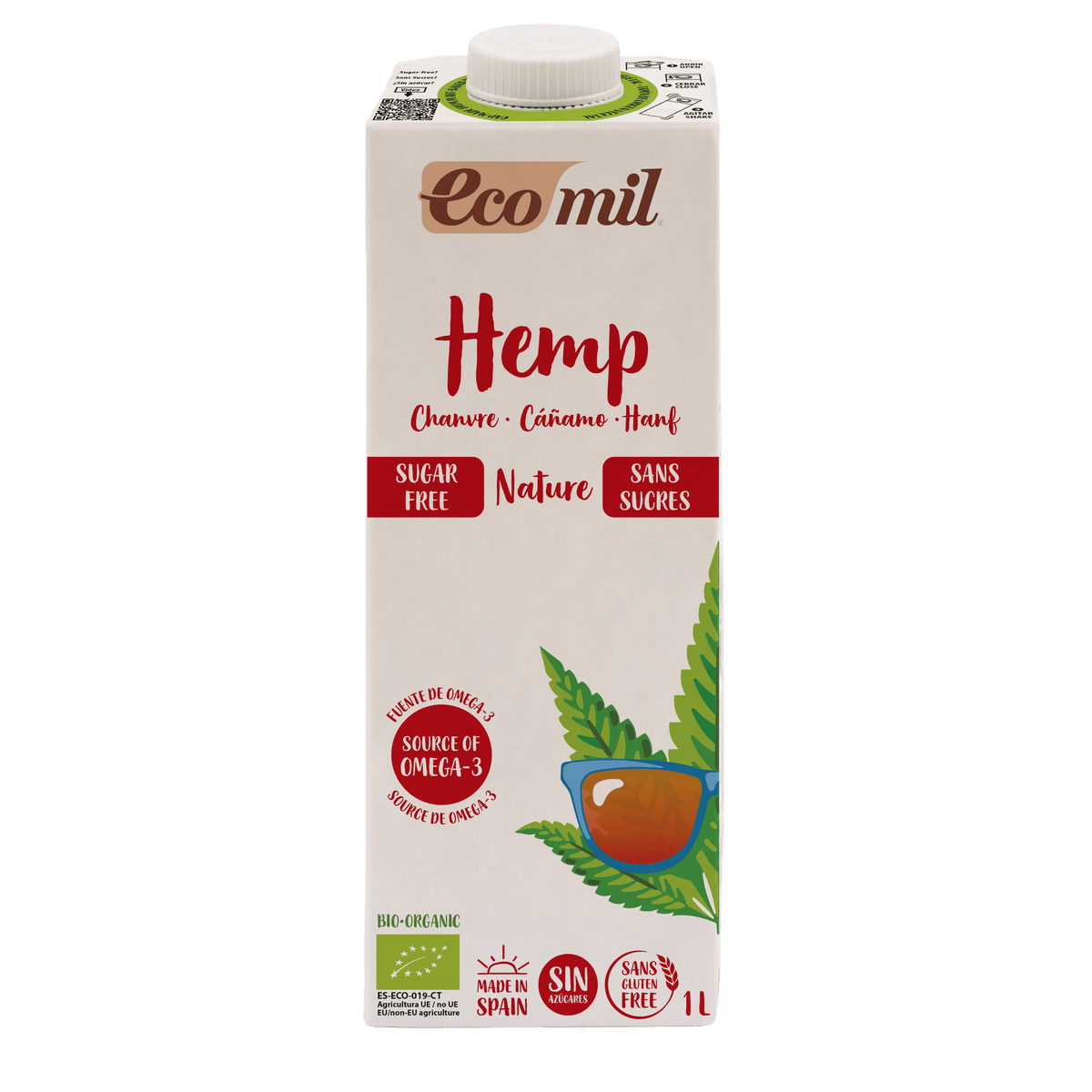 Ecomil Boisson au chanvre sans sucres Bio 1 L