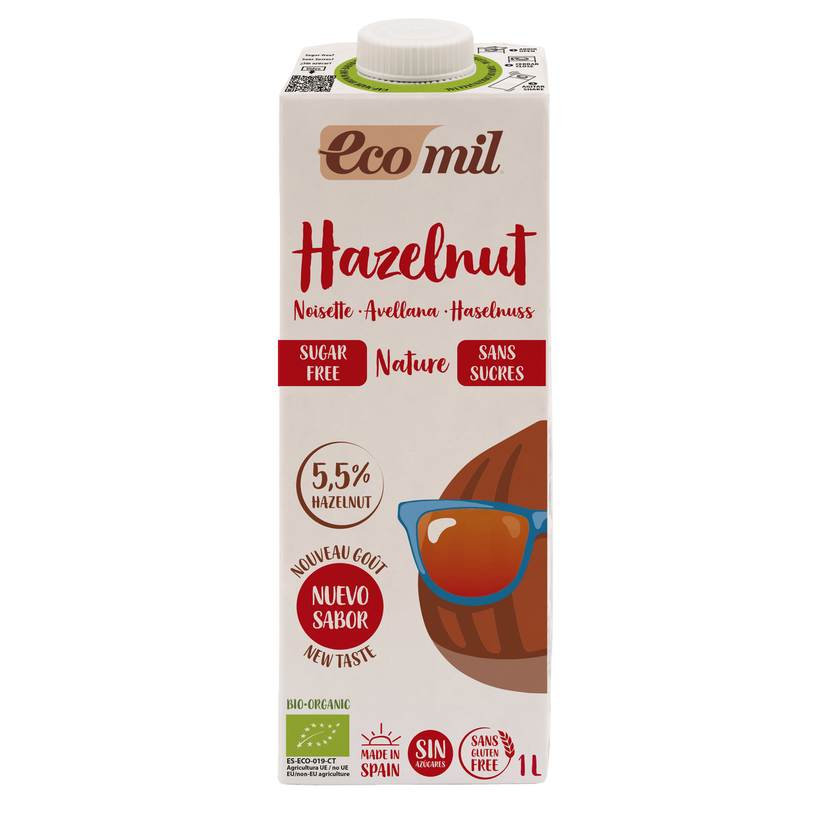 Ecomil Boisson aux noisettes sans sucres Bio 1 L