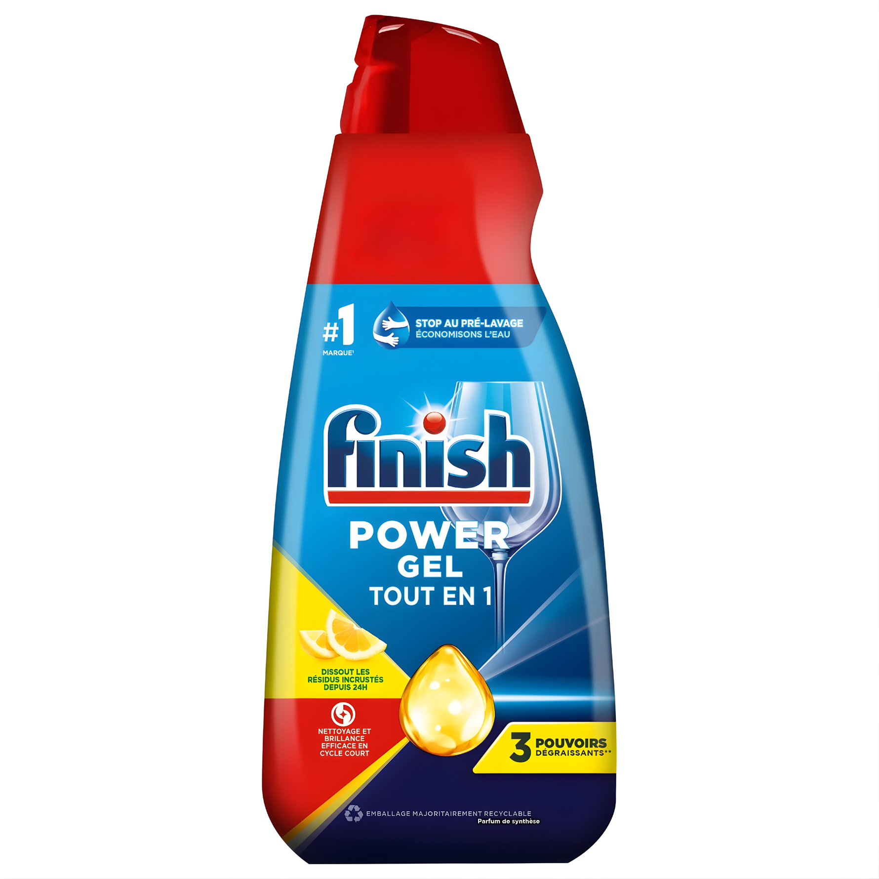 Gel lave vaisselle Finish power gel tout en 1 - Citron - 900ml
