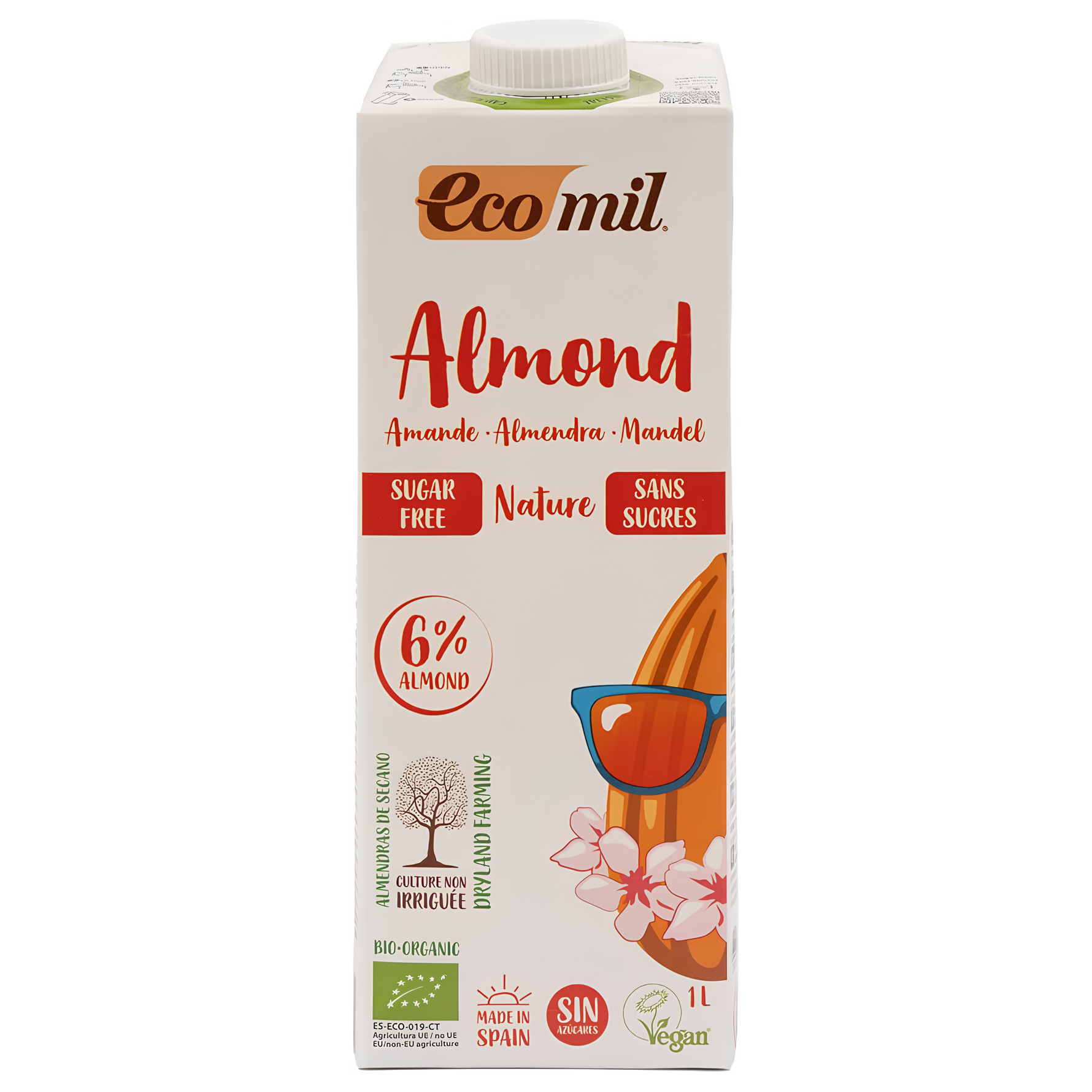 Lait D'amande Ecomil 6% - sans sucre ajouté - 1l