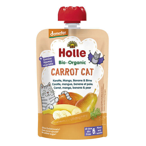 Holle Gourde Bio Carrot Cat - Carotte, mangue, banane et poire - 100g dès 6 mois