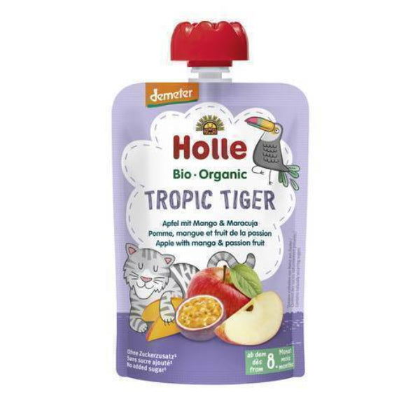 Holle Gourde Bio Tropic Tiger - Pomme, mangue et fruit de la passion - 100g dès 8 mois