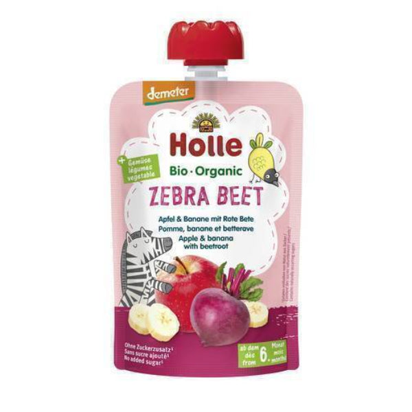 Holle Gourde Bio Zebra Beet - Pomme, banane et betterave - 100g dès 6 mois